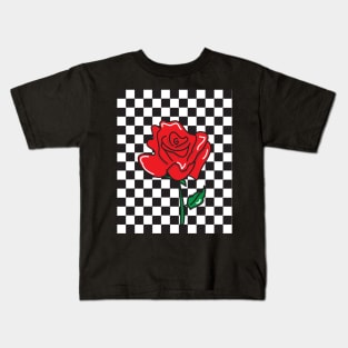 Roses checkered pop art Kids T-Shirt
